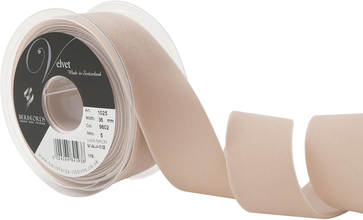 Berisfords Velvet Ribbon, Blonde, 102 x 45 x 102 cm, 10.2 x 4.5 x 10.2 cm