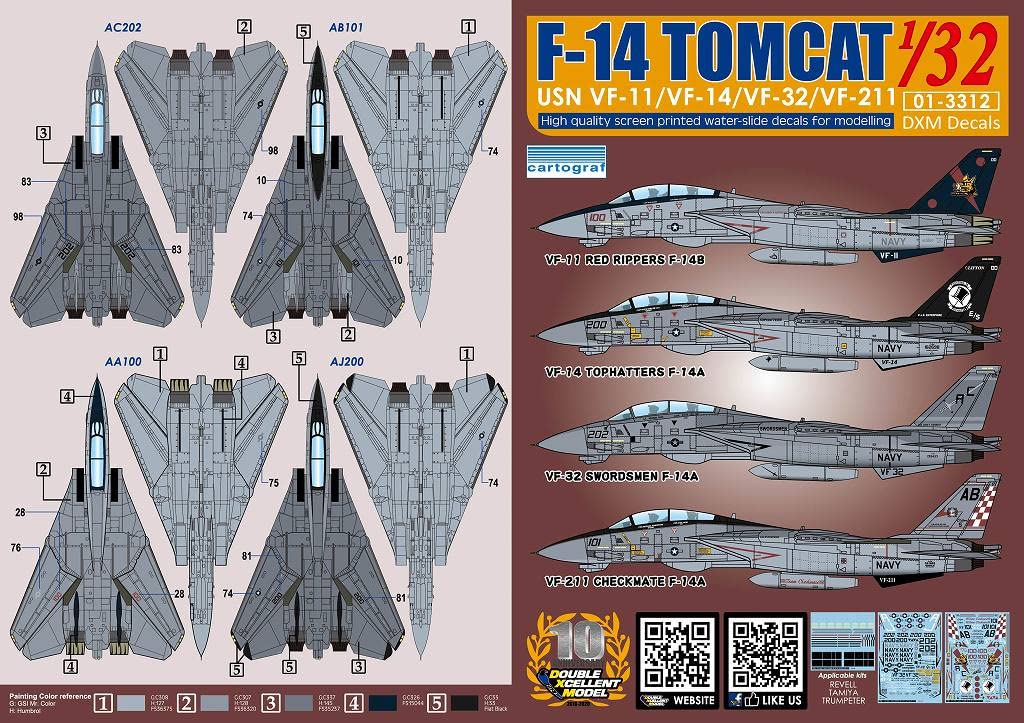 Amazon | DXMデカール 01-3312 1/32 アメリカ海軍 F-14A/B トム