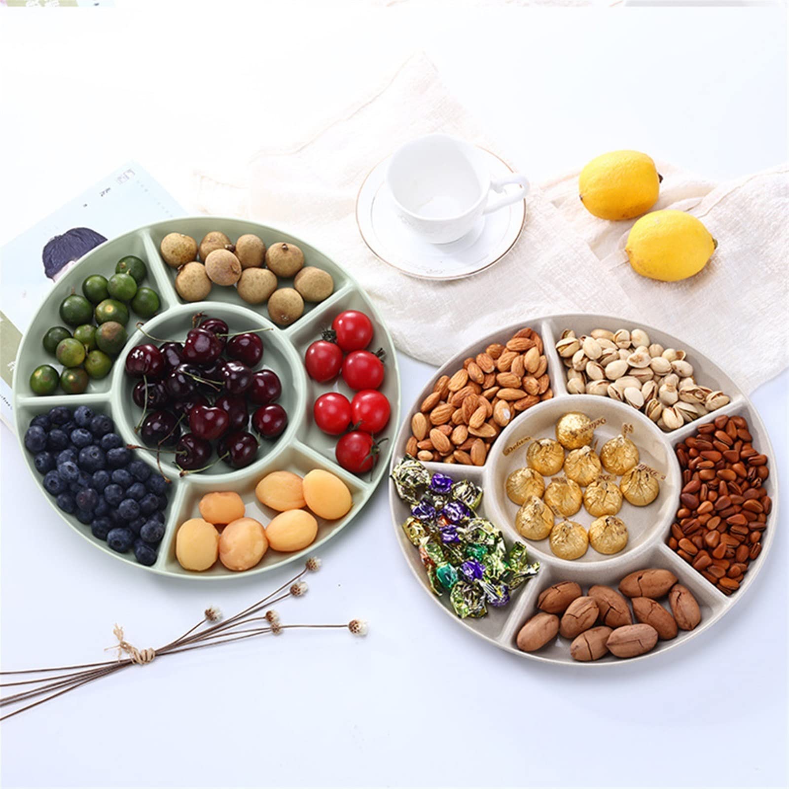 Bol à fruits - Plateau de rangement pour fruits secs - Assiette de service pour les apéritifs, les bonbons, les pâtisseries, les noix, les fruits secs