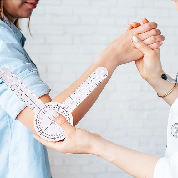 3 Pieces Goniometer Set 12 inch 8 inch 6 inch Goniometer Physical Therapy 360 Body Measuring Angle Ruler, Clear Plastic Goniometer for Measuring Range of Motion