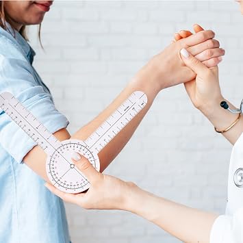 3 Pieces Goniometer Set 12 inch 8 inch 6 inch Goniometer Physical Therapy 360 Body Measuring Angle Ruler, Clear Plastic Goniometer for Measuring Range of Motion