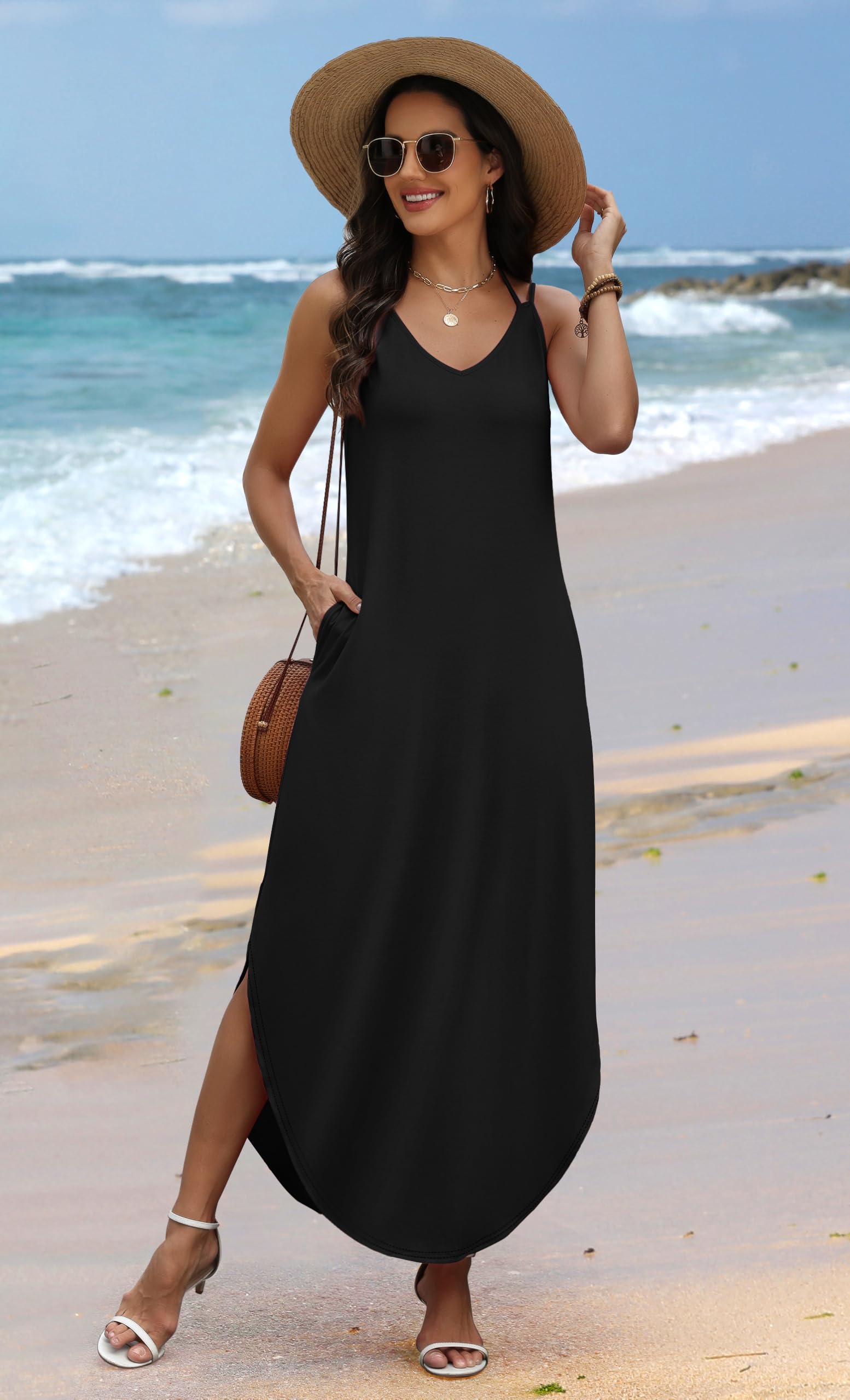 WIHOLL Summer Dresses for Women 2026 Maxi Dress Boho Halter Dress Sundresses Beach Vacation Clothes Travel Outfits - 3