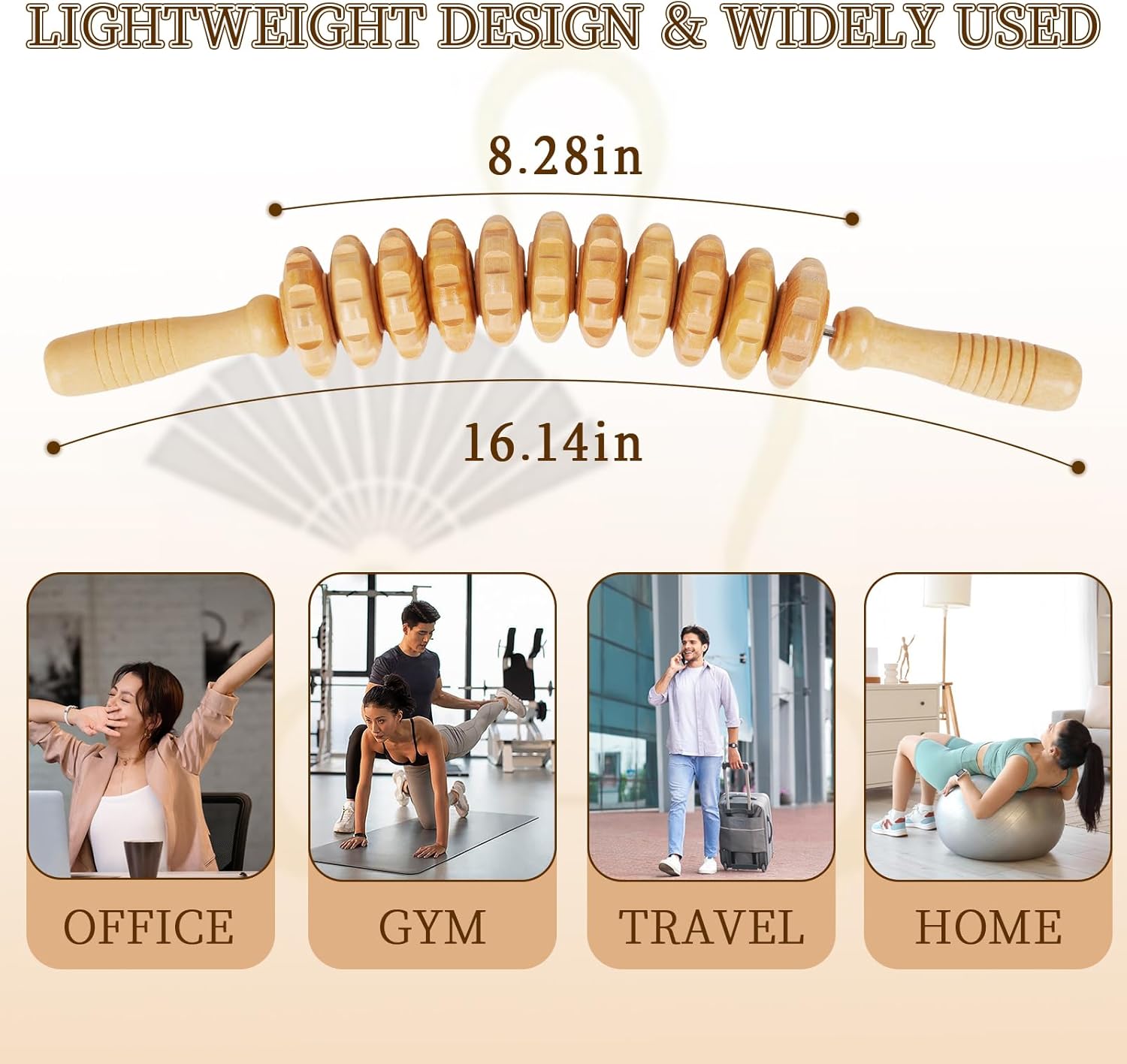 Liitrton Wood Therapy Fasci Massage Tools, Curved Wooden Massage Roller Cellulite Reduction and Muscle Tension (Wood) - Image 2