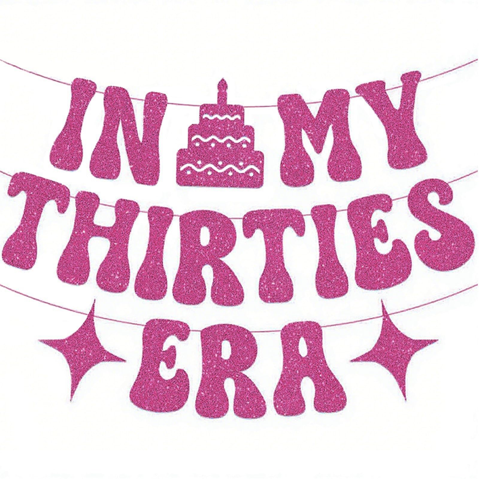 30th Birthday Decorations, In My Thirties Era Banner, 1 Pcs Rose Red