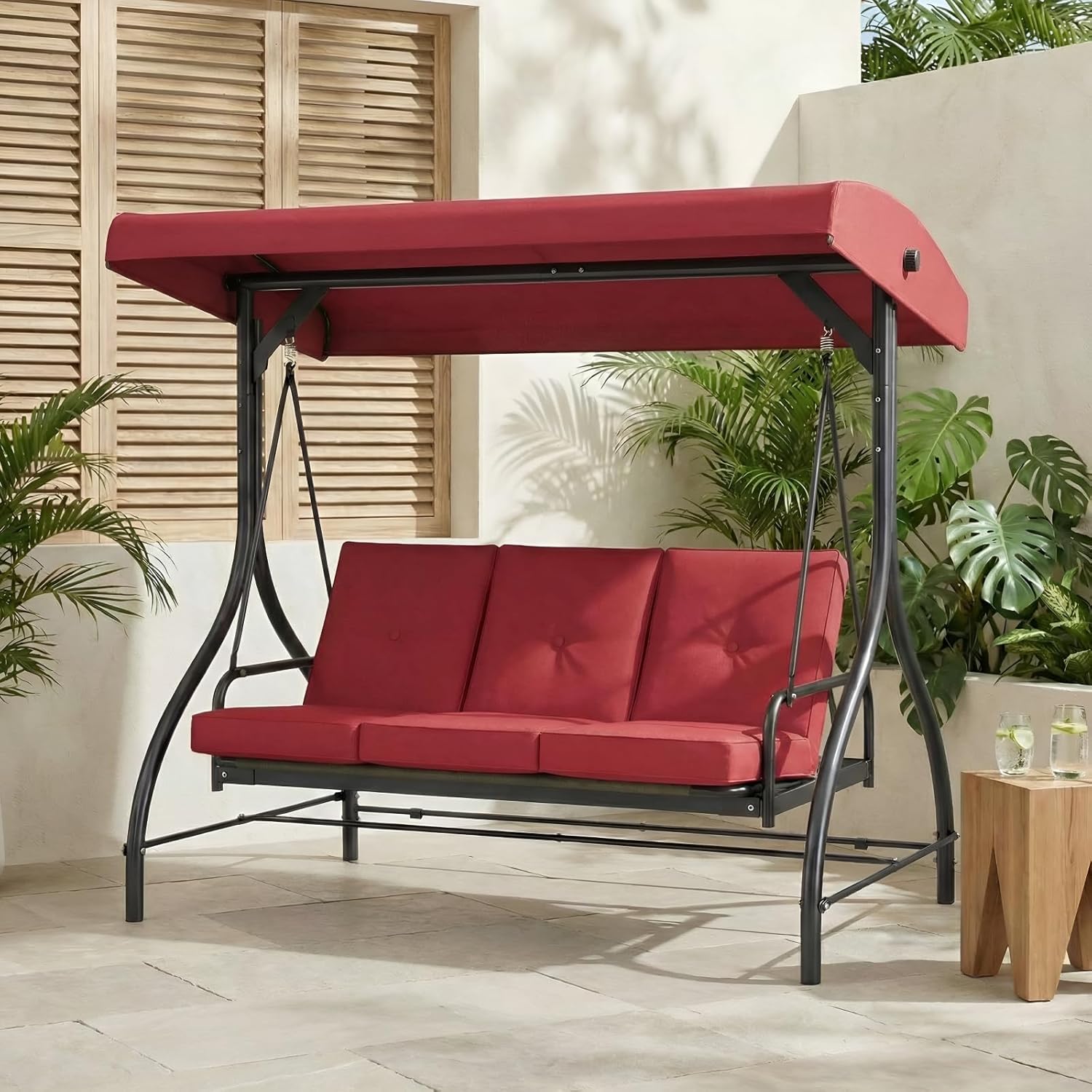 MAMIZO 3-Seat Porch Swing Review: Best Outdoor Patio Swing with Canopy for Backyard Gardens