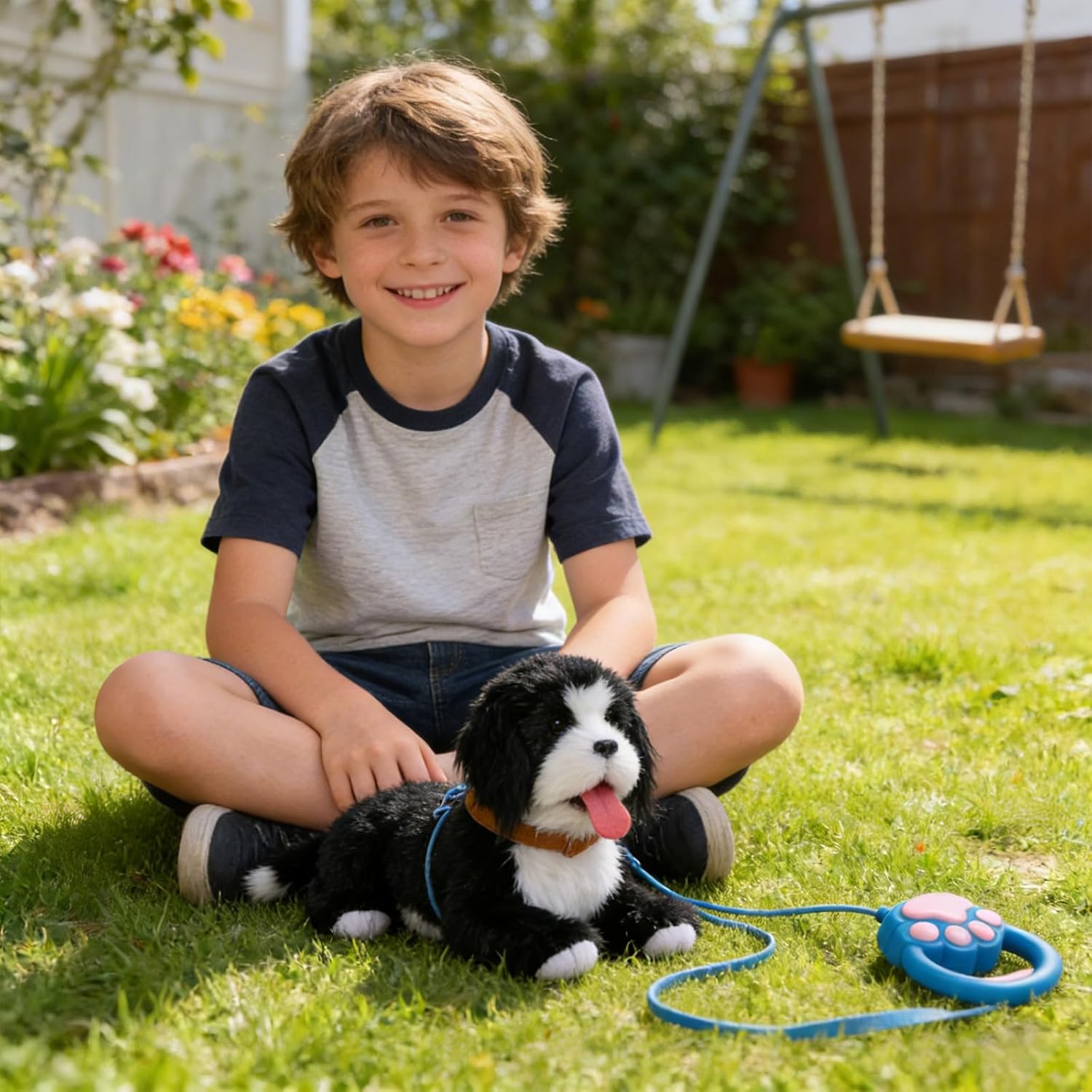 Easy Control Electric Golden Retrievers Toy That Talks and Tongue Out on Leash for Interactive Play Electric Dog Toy