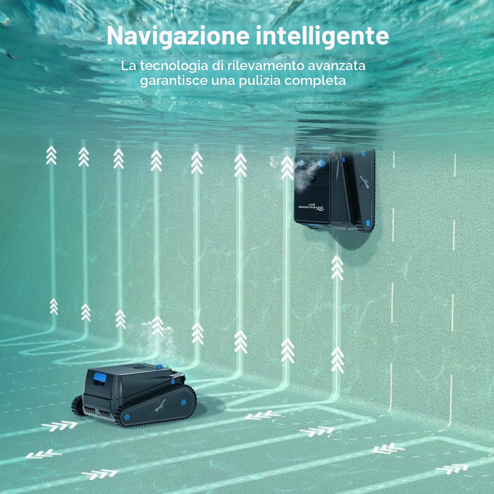 (2026 Nuovo) EVERCROSS BOT Robot Piscina Senza Fili con App, Pulizia Fondo, Pareti e Linea Acqua, 120 Min, 4 Motori, Ritorno Automatico, fino a 200 m²
