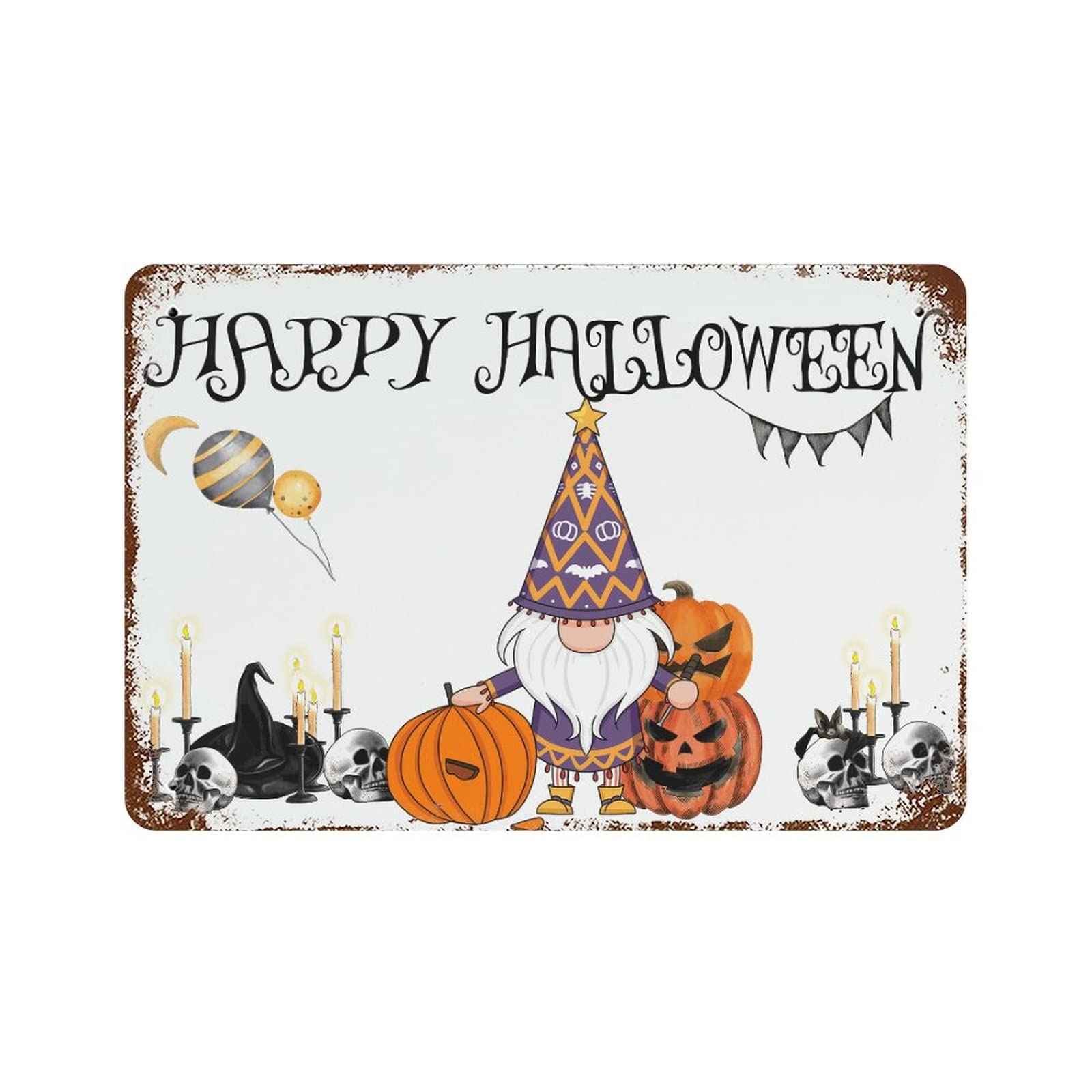 Couronne en métal Happy Halloween en aluminium durable Jack O Lantern pour mur et façade