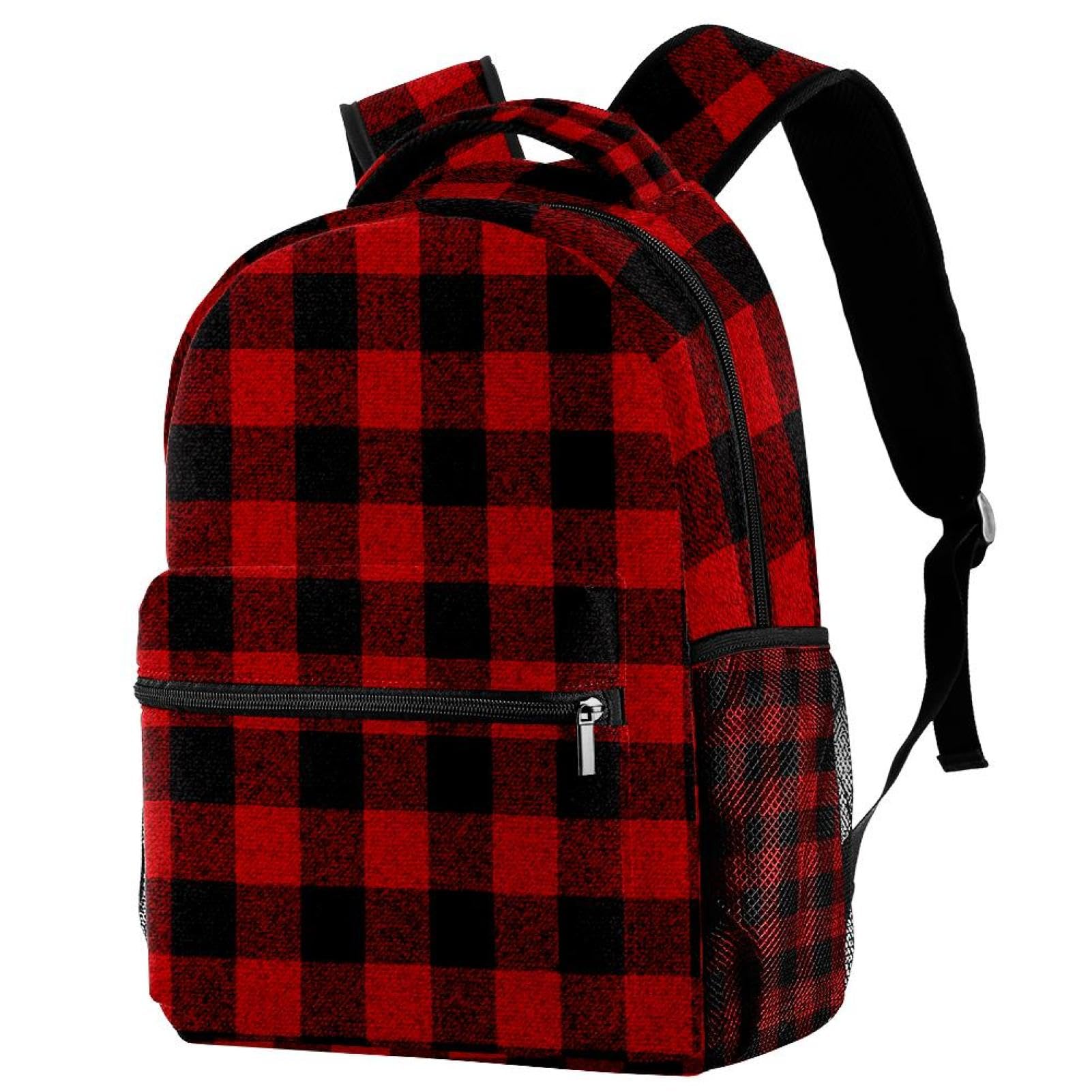 Zaino scolastico per uomini e donne, borsa da viaggio per computer portatile con griglia nera e nera, zaino leggero per università, zaino casual per libri