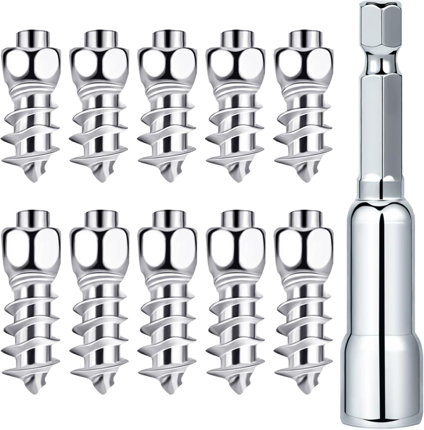 Frienda 200 Pcs Snow Carbide Screw Tire Studs Silver Black 4 x 9mm 4 x 12mm Wheel Tyre Snow Spike Trim Screw in Tire Studs with Installation Tool for Car Truck Bicycle Boot Motorcycle ATV Accessories