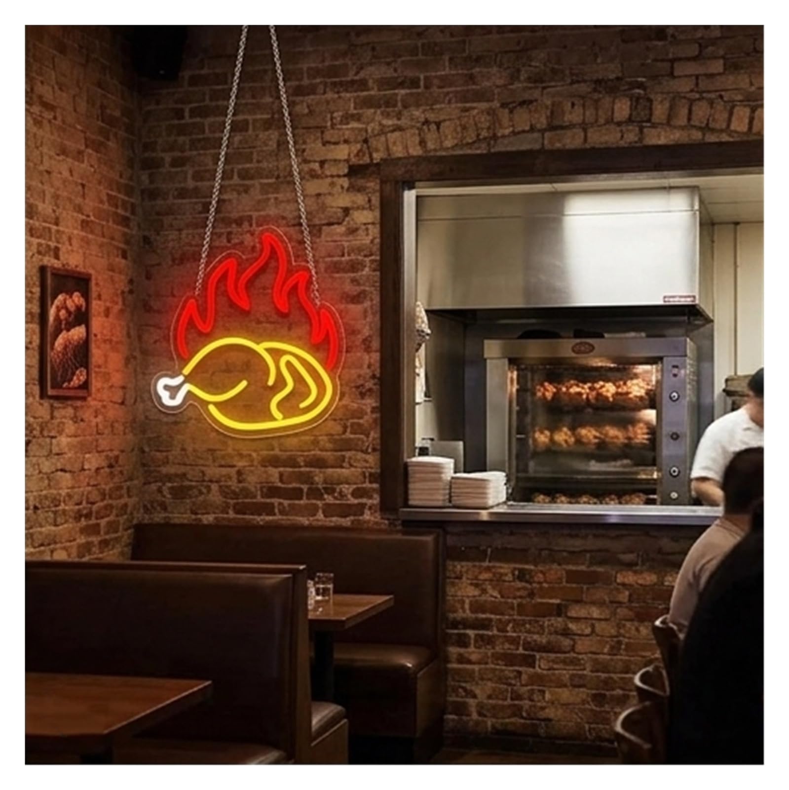 Decoración Lámparas Letrero De Neón De Pollo Asado, Luz Para Restaurante, Hotel, Cocina, Tienda De Pollo Frito, Negocio, Lámpara Regulable Con Alimentación USB, 30cmx29cm