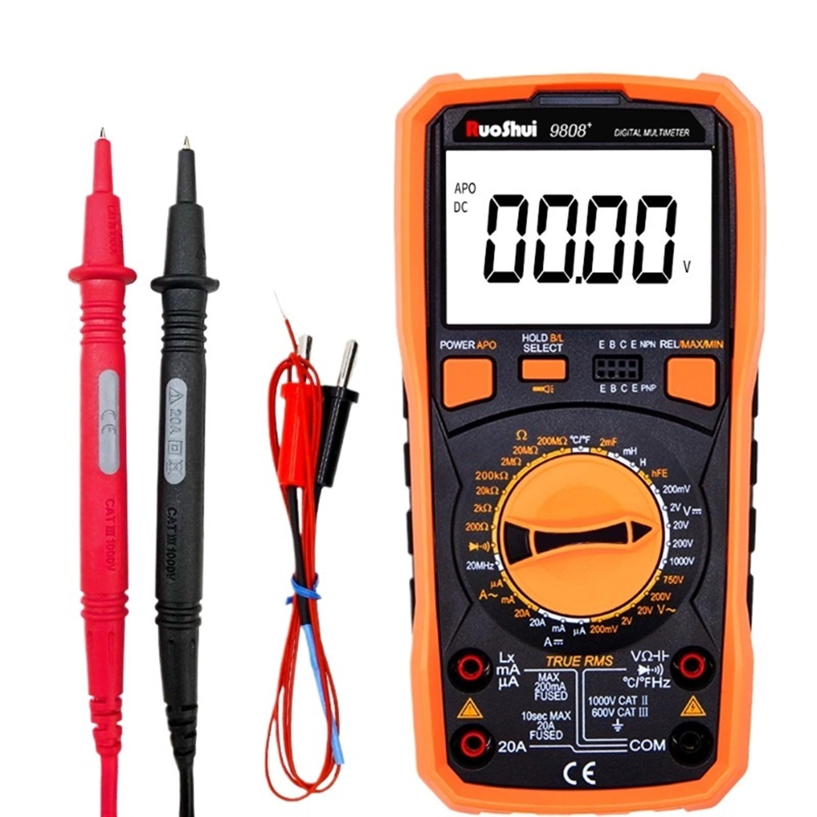 9808+ Multimetro Digitale Induttanza 20H Alta precisione 2000uF Capacimetro 20MHz Frequenza Misurazione a Temperatura