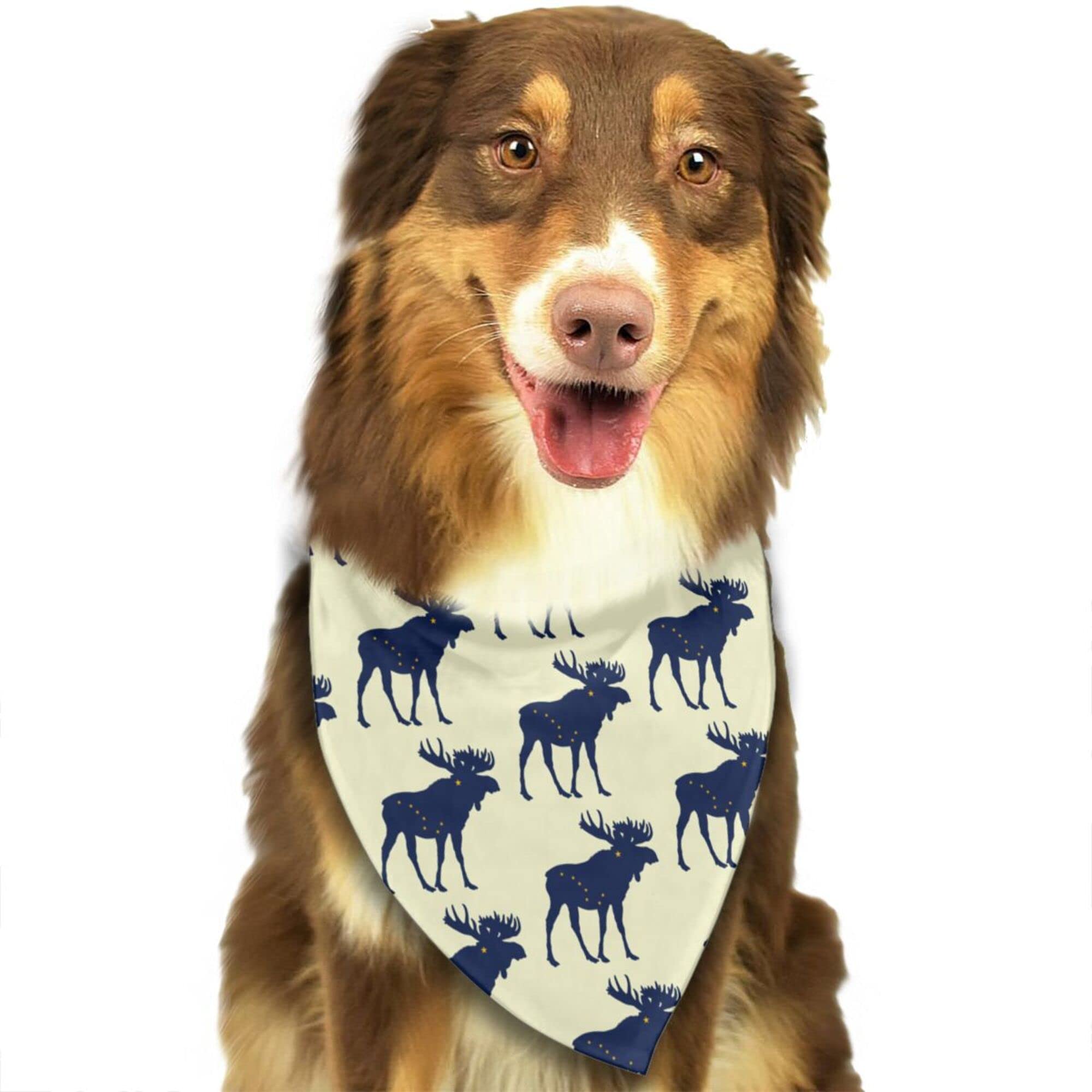 Dog Bandanas Alaska State Moose Flag Pet Bandana Scarf Triangle Bibs Kerchief Accessories for Dogs Cats