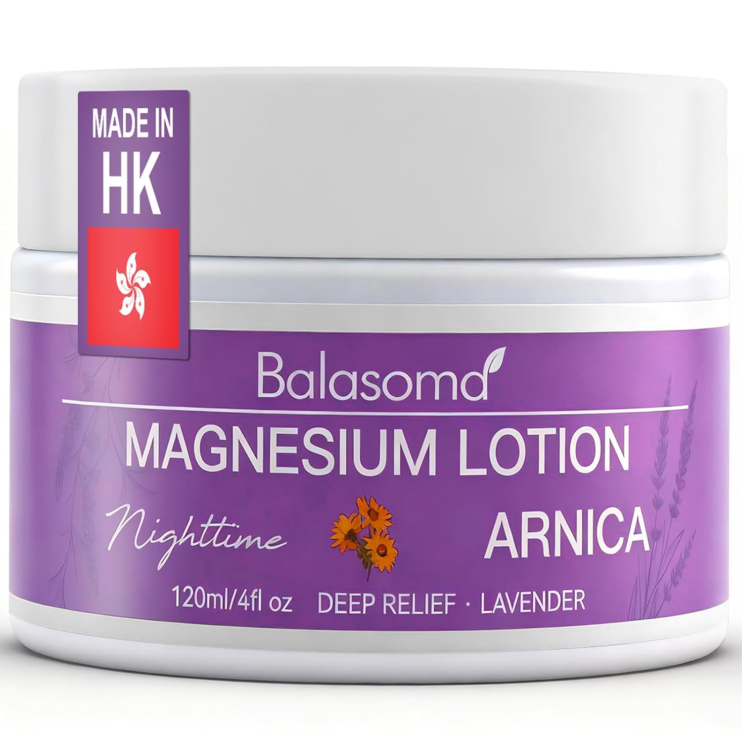 Balasoma Nighttime Magnesium Lotion with Arnica– Magnesium Cream for Sleep – Potent Magnesium Formula Soothes Muscles & Joints, Apply to Legs & Feet Before Bed – Moisturizing, Non-Greasy