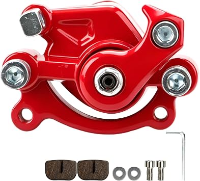 JINGKE Front Disc Brake Caliper with Brake Pads for Mototec Coolster SYX Moto 50cc Dirt Bike SSR X-Pro Apollo 47cc 49cc 2 Stroke Engine Pocket Bike Mini Quad 4 Wheeler Go Kart ATV PartsRED