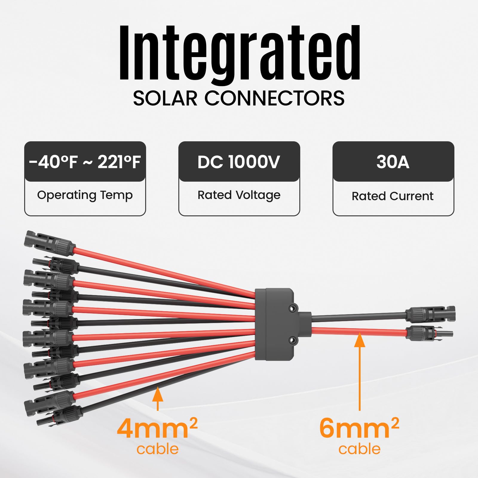 Solarpanel Y Abzweigverbinder 2 bis 12, IP67 Wasserdicht Parallelsplitter Adapter Kit, werkzeugloser Kabelverbinder für PV-Anlage, kompatibel mit 14-10AWG Solardrähten DC1000V 30A