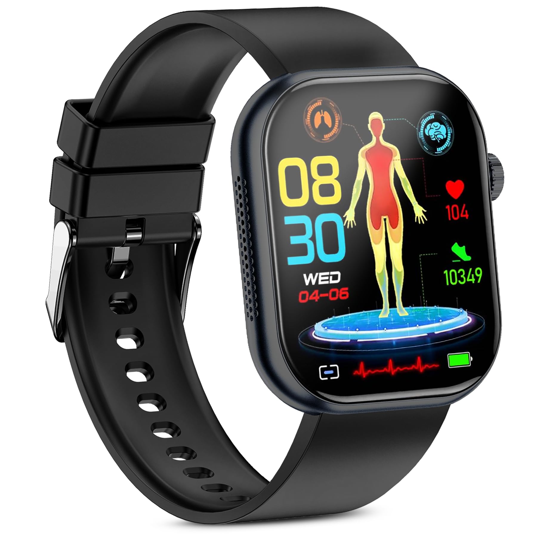 Montre connectée pour homme et femme avec ECG/HRV/IMC, montre de santé AMOLED de 1,95" avec fonction téléphone, appel d'urgence, étanche IP68, compatible Android et iOS, noir