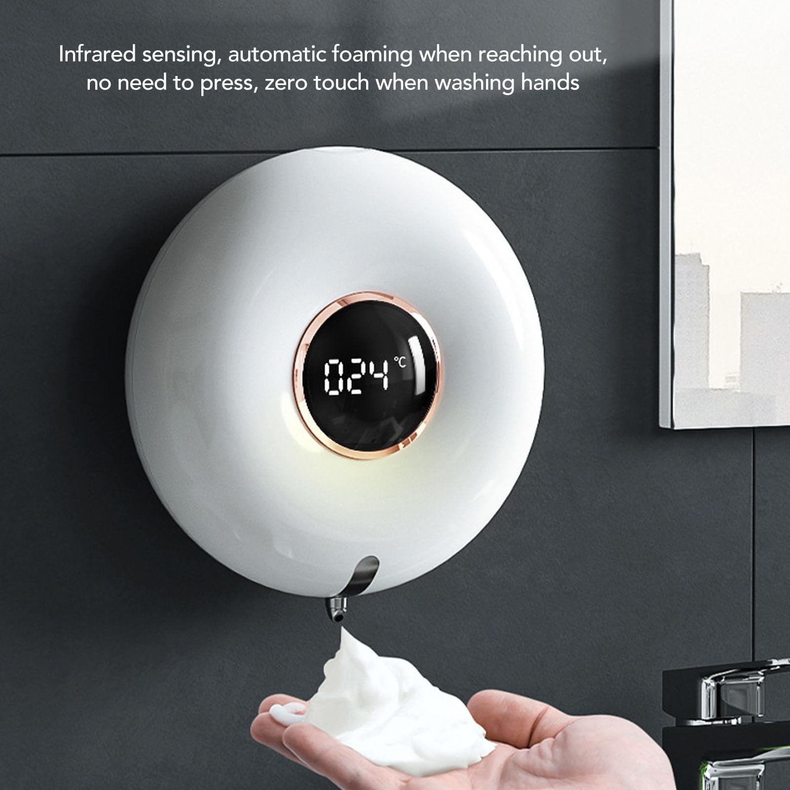 Dispensador automático de jabón espumoso 280ml montado en la Pared con Pantalla
