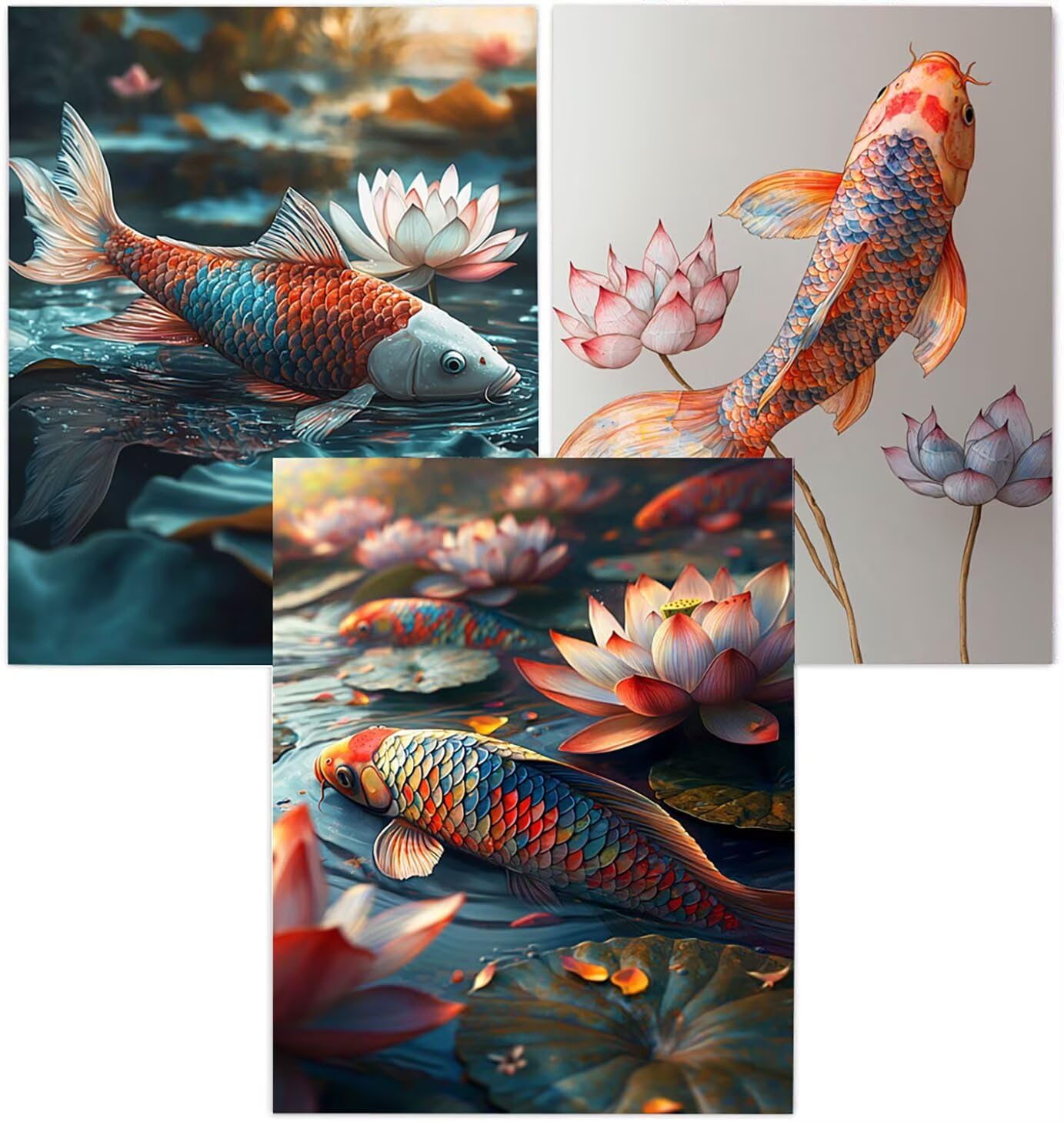 Cnyaunfi 3 Pezzi Animali Pittura Diamante Fai-Da-Te 5D Blu Diamond Painting Kit Completo per Hobby Creativi Adulti, Pittura Diamante Artigianale Per La Decorazione Della Parete Di Casa 60x80cm YF-3474