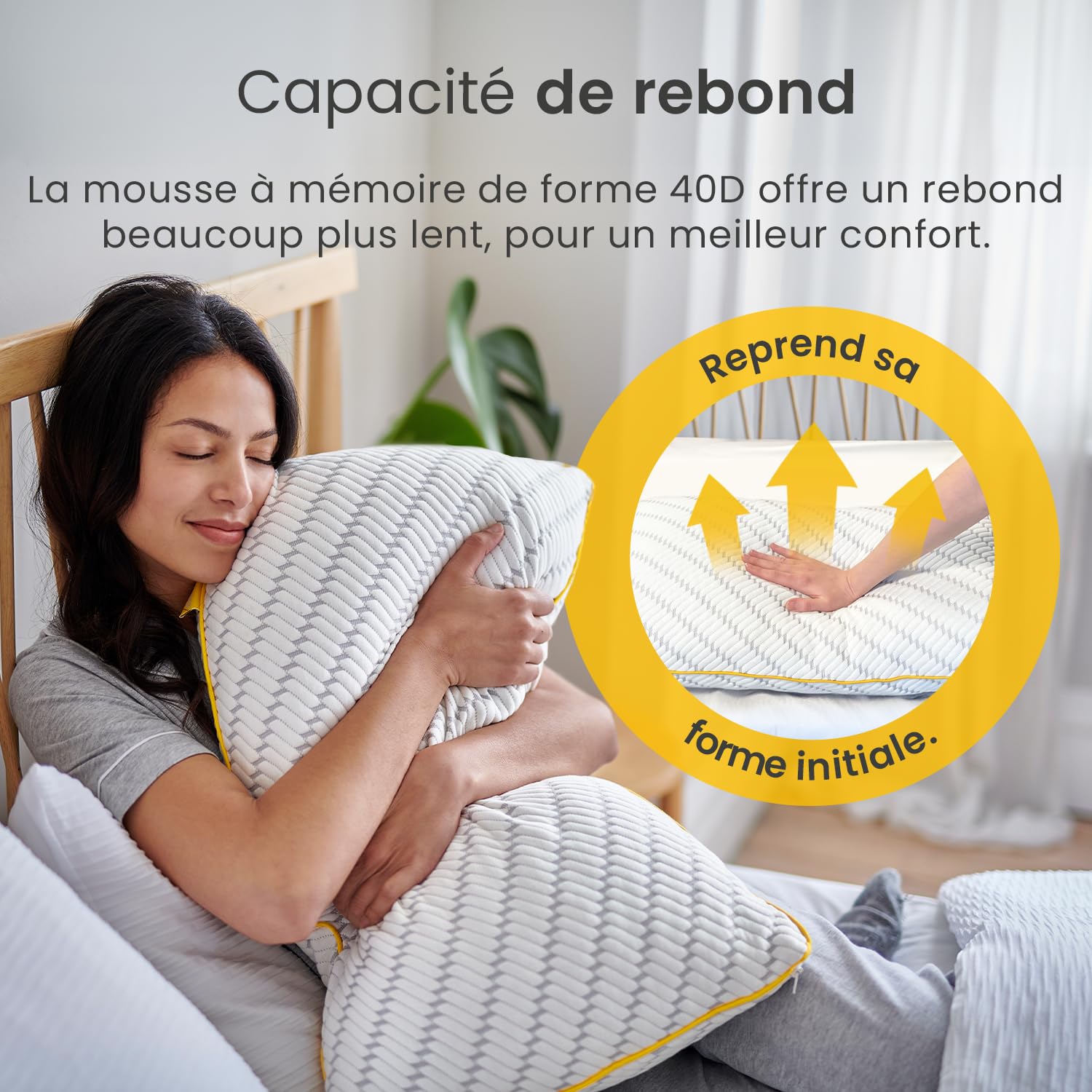 Cosi Home Lot de 2 Oreillers à mémoire de Forme 71x45 cm - Coussin Respirant Blanc avec Housse en Bambou, Hauteur Réglable, Lavable en Machine, pour Dormir sur Le Dos, Le côté ou Le Ventre