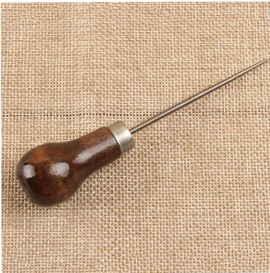 Ayrsjcl 1pc Leather Awl Wood Handle Stitching Tools Professional Punch Hole Awl Tailor Sewing Accessories