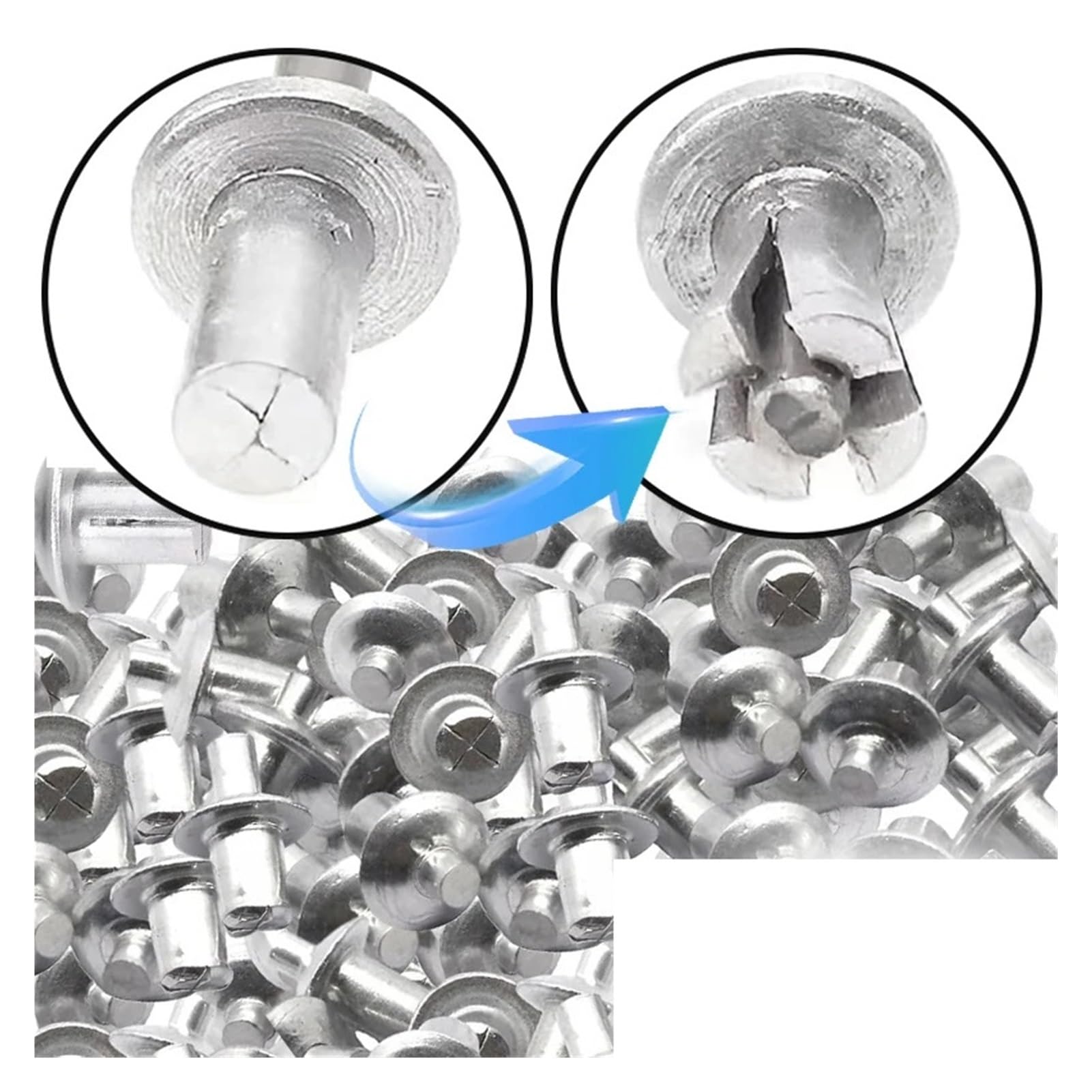 remaches ciegos, Remaches de expansión con accionamiento martillo, herramientas Hardware sujeción tipo golpe acero inoxidable, aleación aluminio, 7mm, 9mm, 11mm(11mm,200pcs M5)