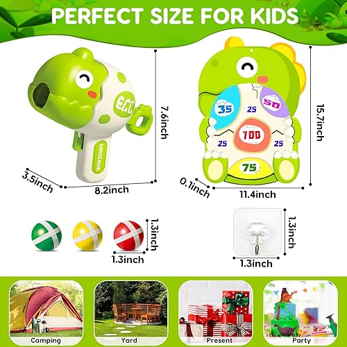 Miniatura 6 de Juegos de disparos de dinosaurios para niños con 12 bolas adhesivas de velcro, pistolas de juguete de dinosaurio para niños y niñas 2-4-6-8 juguetes