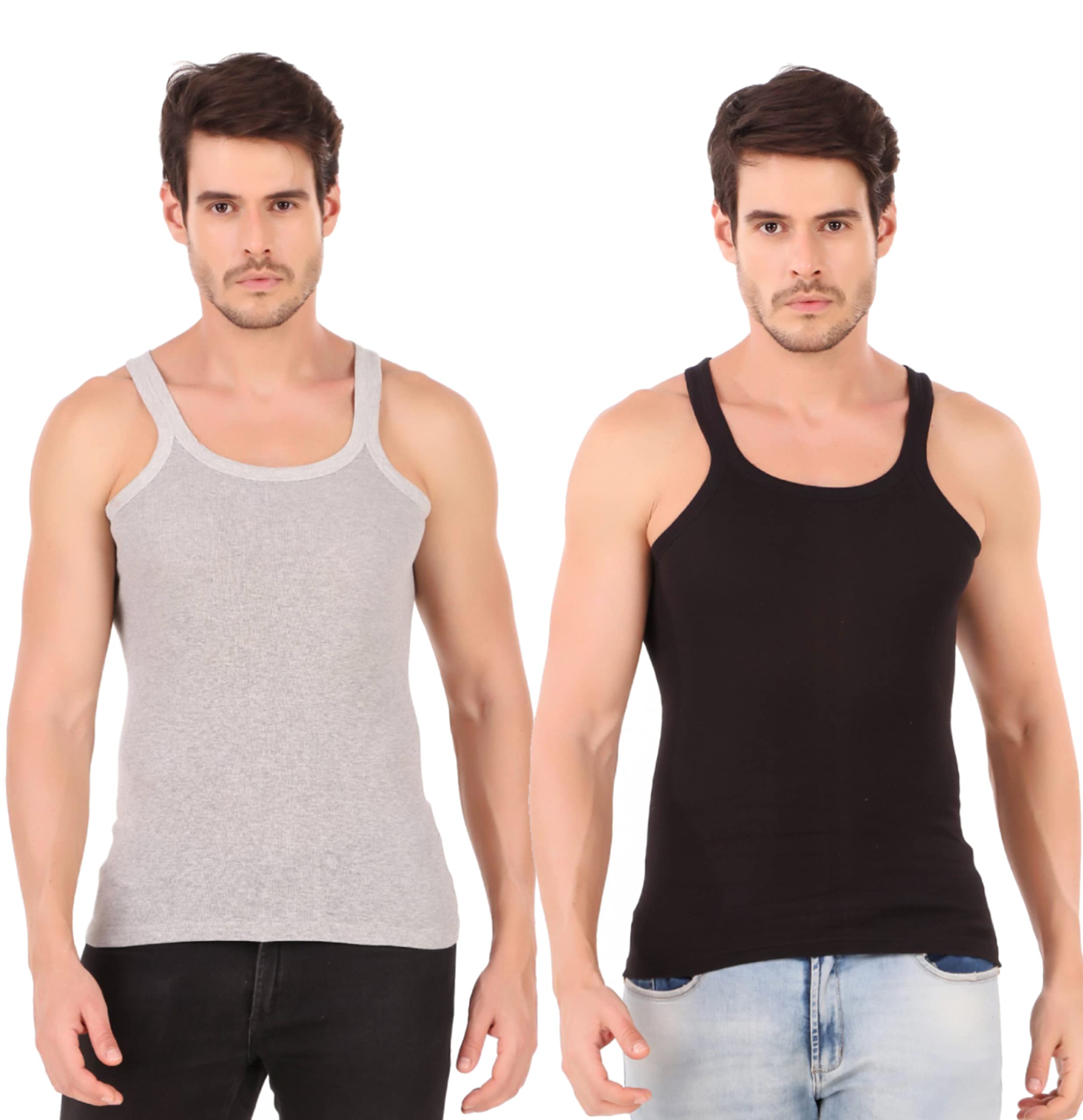 hap Men’s Gym Vest 100% Cotton Rib Fabric | Sleeveless Workout Pack of 2-picture-55
