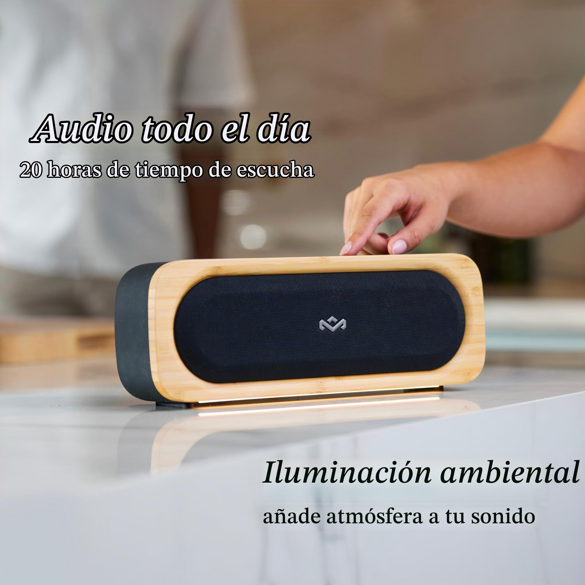 Marley House of Get Together Go Altavoz Bluetooth Portátil 30W - Negro | Sostenible, Inalámbrico con Batería 20H, IP67 Impermeable, 3 Modos EQ, Entrada AUX y Abrebotellas