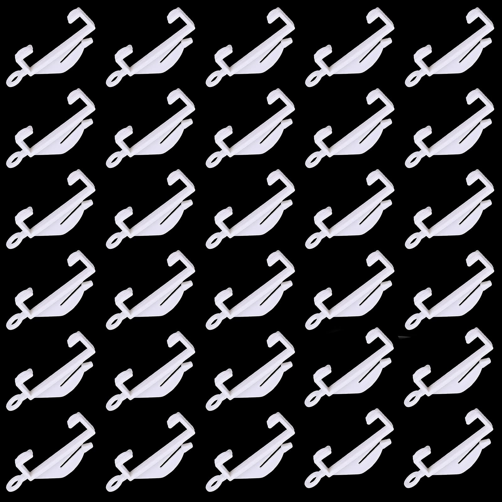 kuou 100 PCS Curtain Hooks, White Plastic Curtain Track Hook Gliders Rail Sliding for Track Window Shower