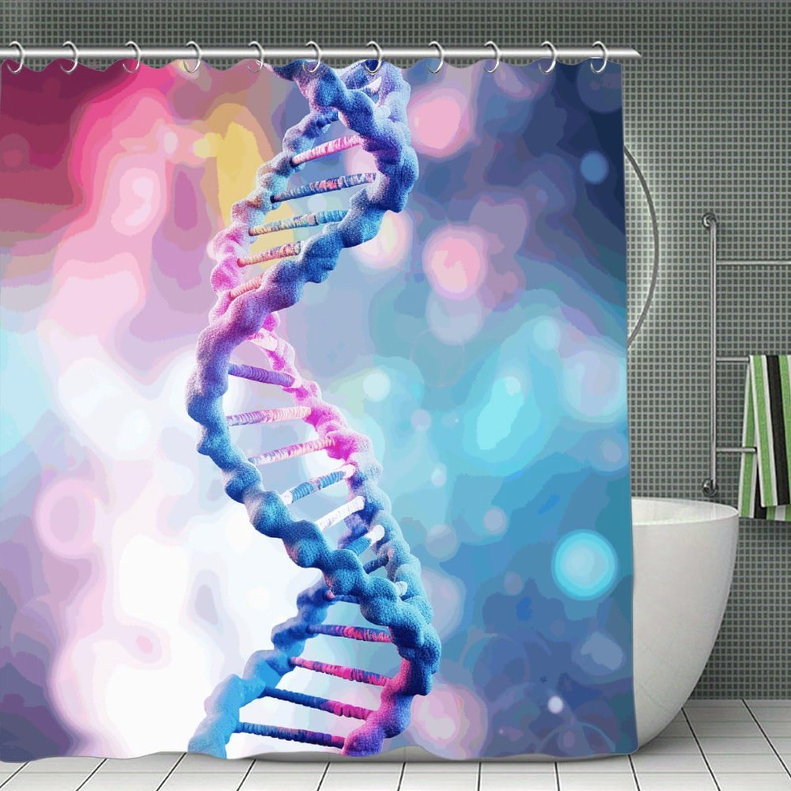 FekiLoot DNA in Shower Curtain Thick Weighted Shower Curtain Classic Unique Bath Curtains Heavy Duty Long Showers Curtains for Bathroom Bath Tubs Machine Wash 70.8"x70.8"