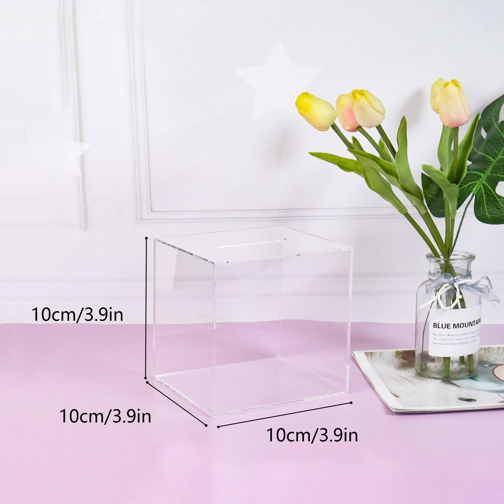 Qaziuy Clear Acrylic Piggy Bank, Money Saving Box, 10 x 10 x 12cm, Transparent, Unisex, All Ages, 4”× 4”× 4” - Image 2