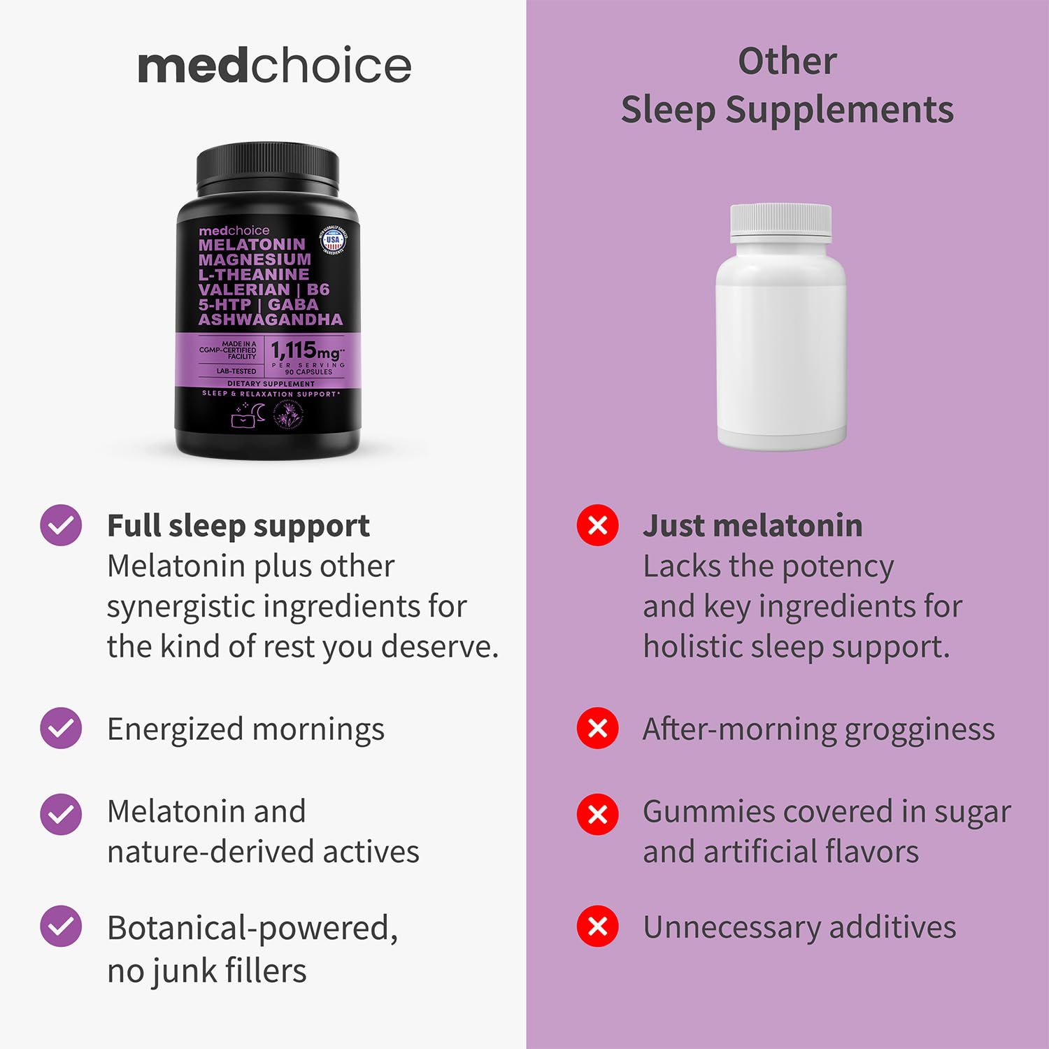 MEDCHOICE 12-in-1 Melatonin 5mg Sleep Capsules with Magnesium, 90ct — Amazon image 6