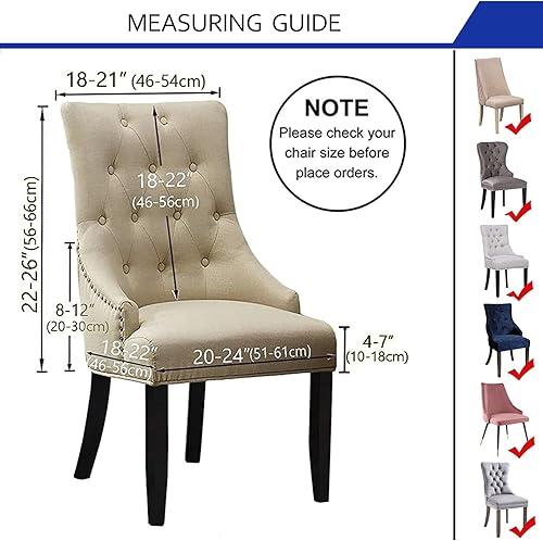 Miniatura 3 de KELUINA Fundas para sillas de comedor de tela jacquard, de ajuste elástico, fundas para sillas laterales con respaldo de ala, silla de comedor