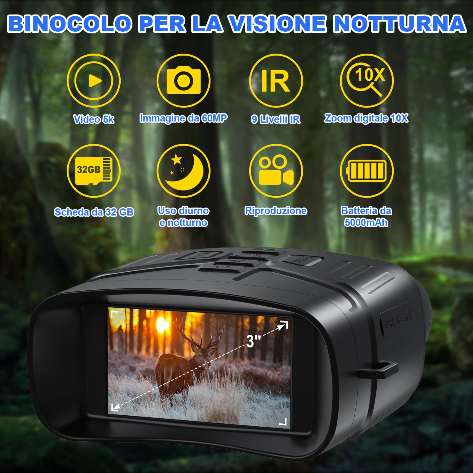 Visore Notturno Termico 5K | Binocolo Visione Notturna