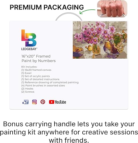 Miniatura 255 de Ledgebay - Pintura por número para adultos – Kits de pintura por números, pintura sin arrugas por números para adultos principiantes, 12 x 16