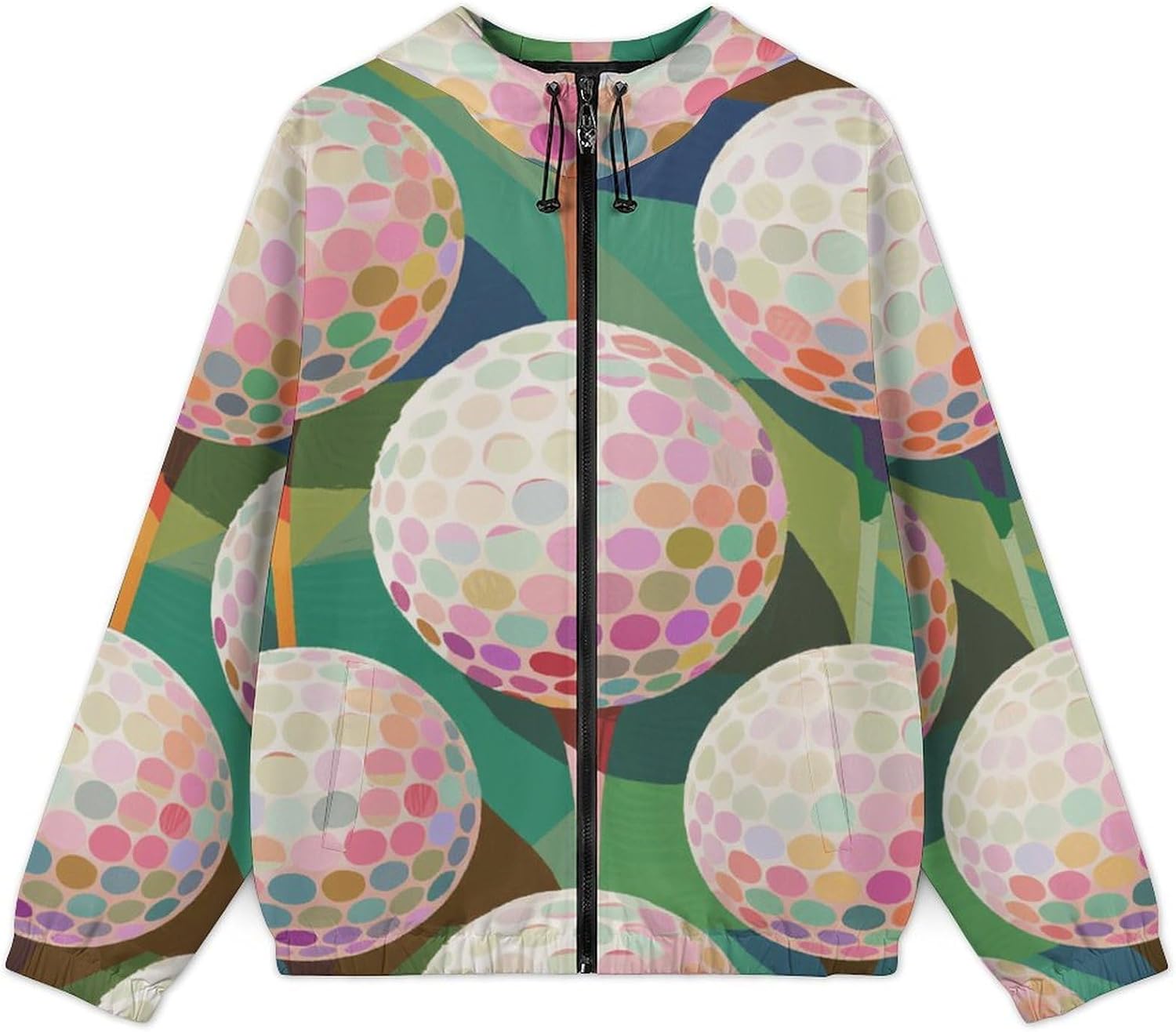 Men's Windbreaker Jacket Hooded Lightweight Casual Coat with Pockets for Travel Hiking Golf Running