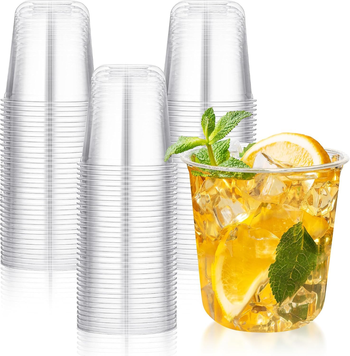 KesaPlan 100 Pack 350ml(12oz) Clear Round Bottom Plastic Cups