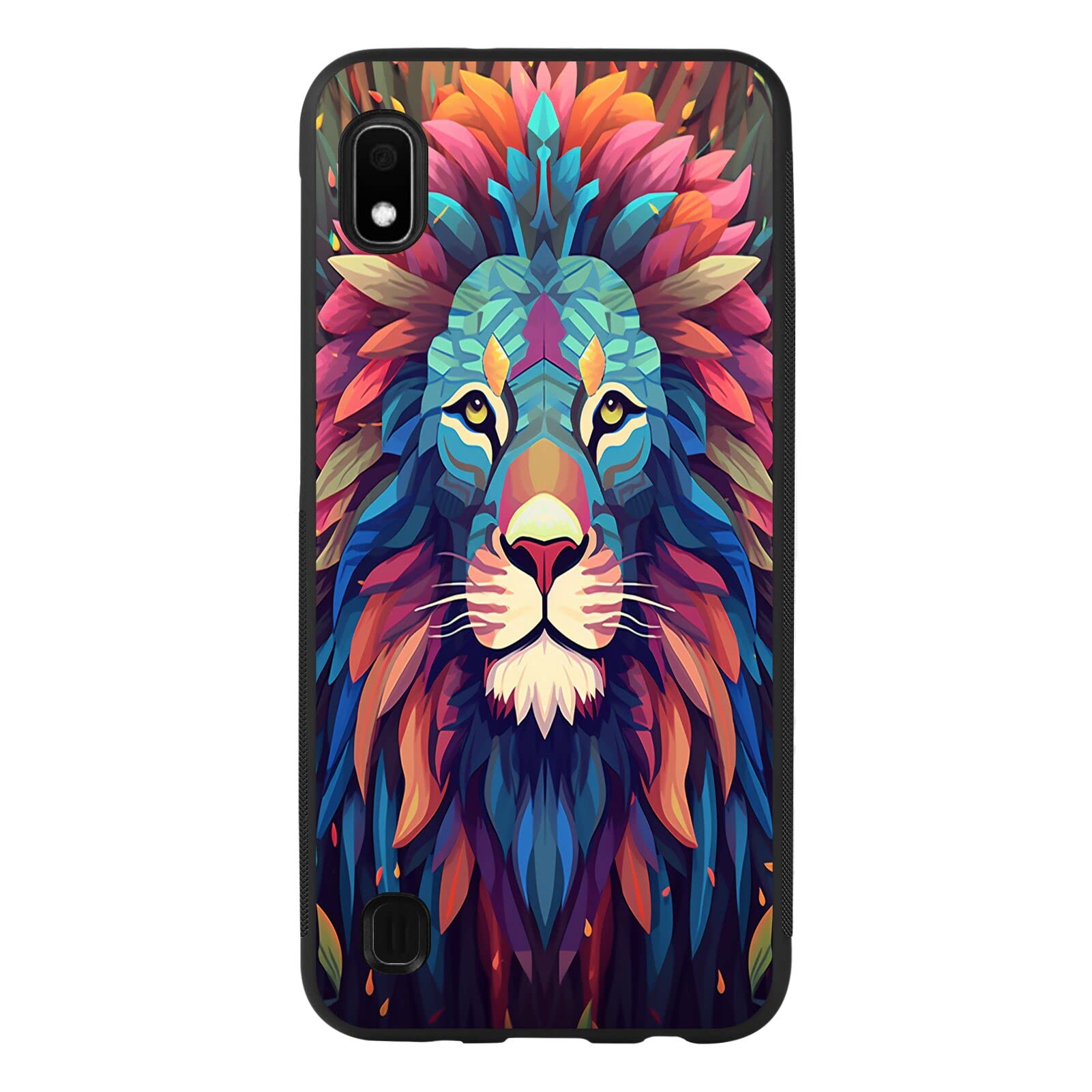 DeweiDirect Phone Case for Samsung Galaxy A10 with Designer Lion Art180 Black Slim Rubber Frame Full Body Protection Cover Case for Samsung Galaxy A10 Drop Protection