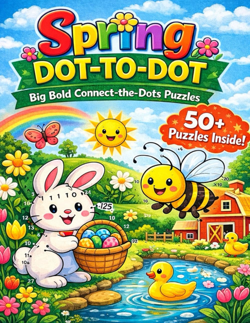 Spring Dot-to-Dot for Kids Ages 4–8: Fun Connect-the-Dots Puzzles with Animals, Flowers & Easter Eggs for Preschoolers & Early Readers: 50+ Large, ... – Big Bold Lines for Fun Learning & Coloring!