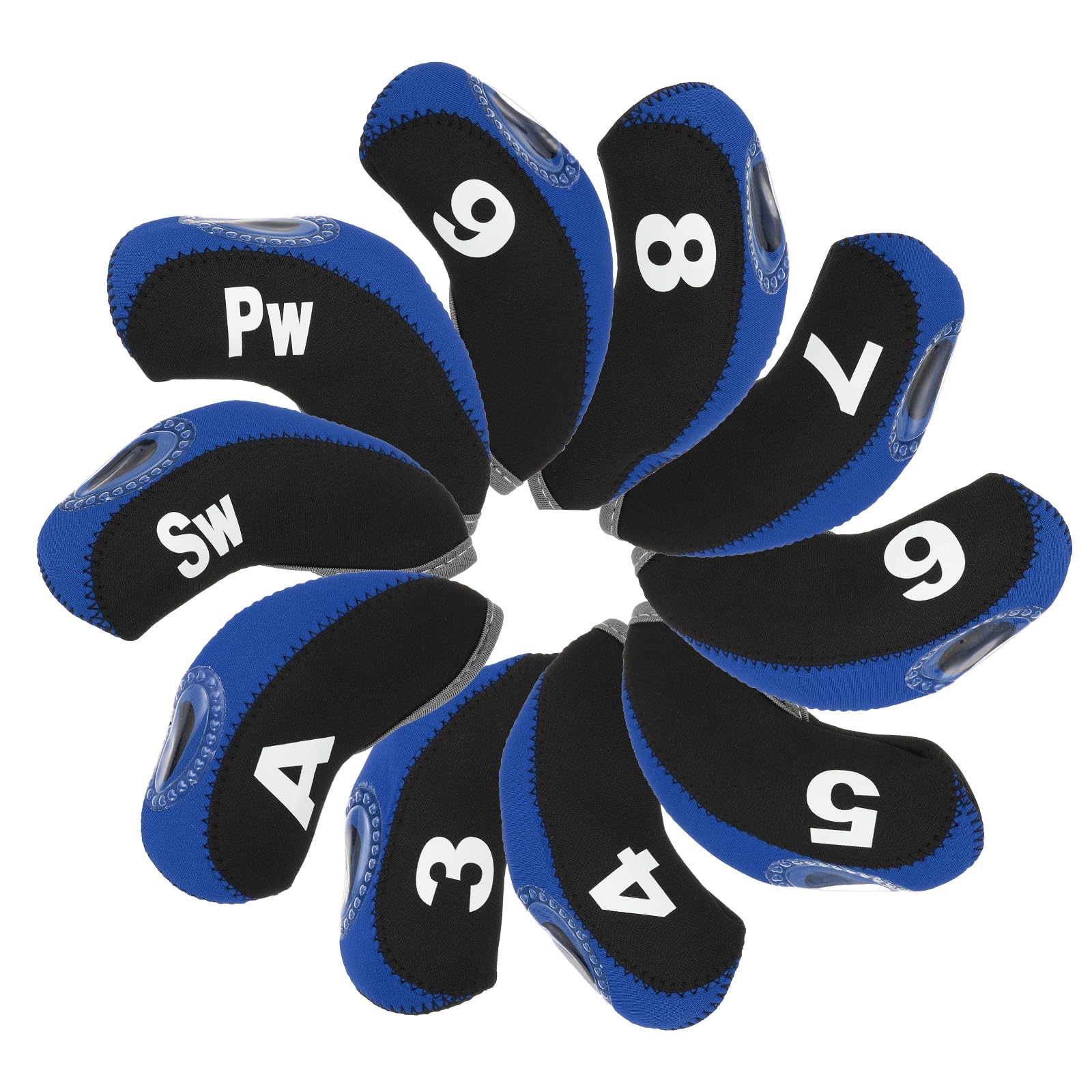 PATIKIL Golf Club Head Cover, 10 Pcs Number Golf Club Irons Covers Neoprene Driver Headcover Golf Lovers Gifts for Men Women, Black/Navy Blue