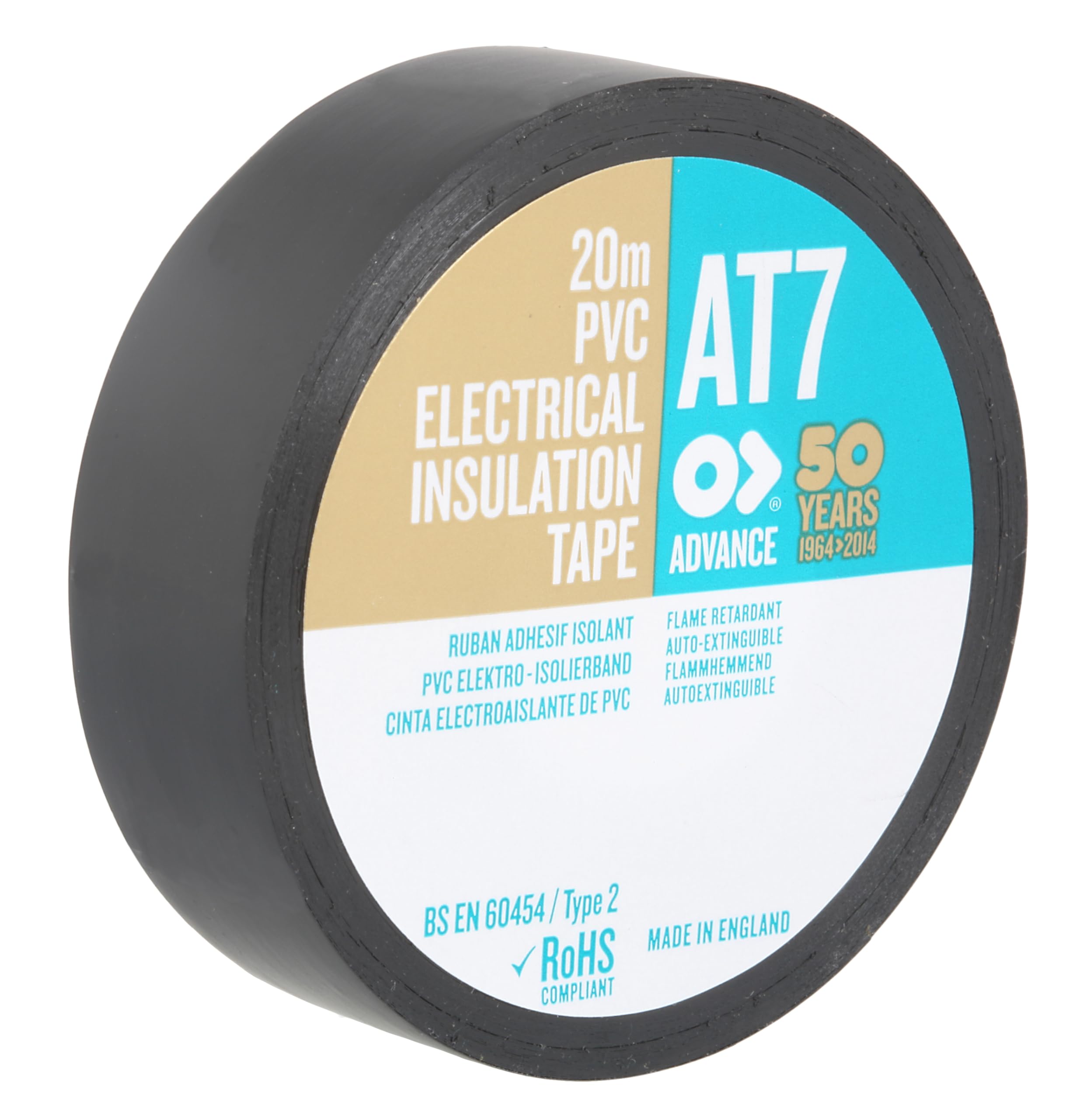 Advance AT7 PVC Insulation Tape Green Yellow Stripe 19mm x 20m, 10 Rolls
