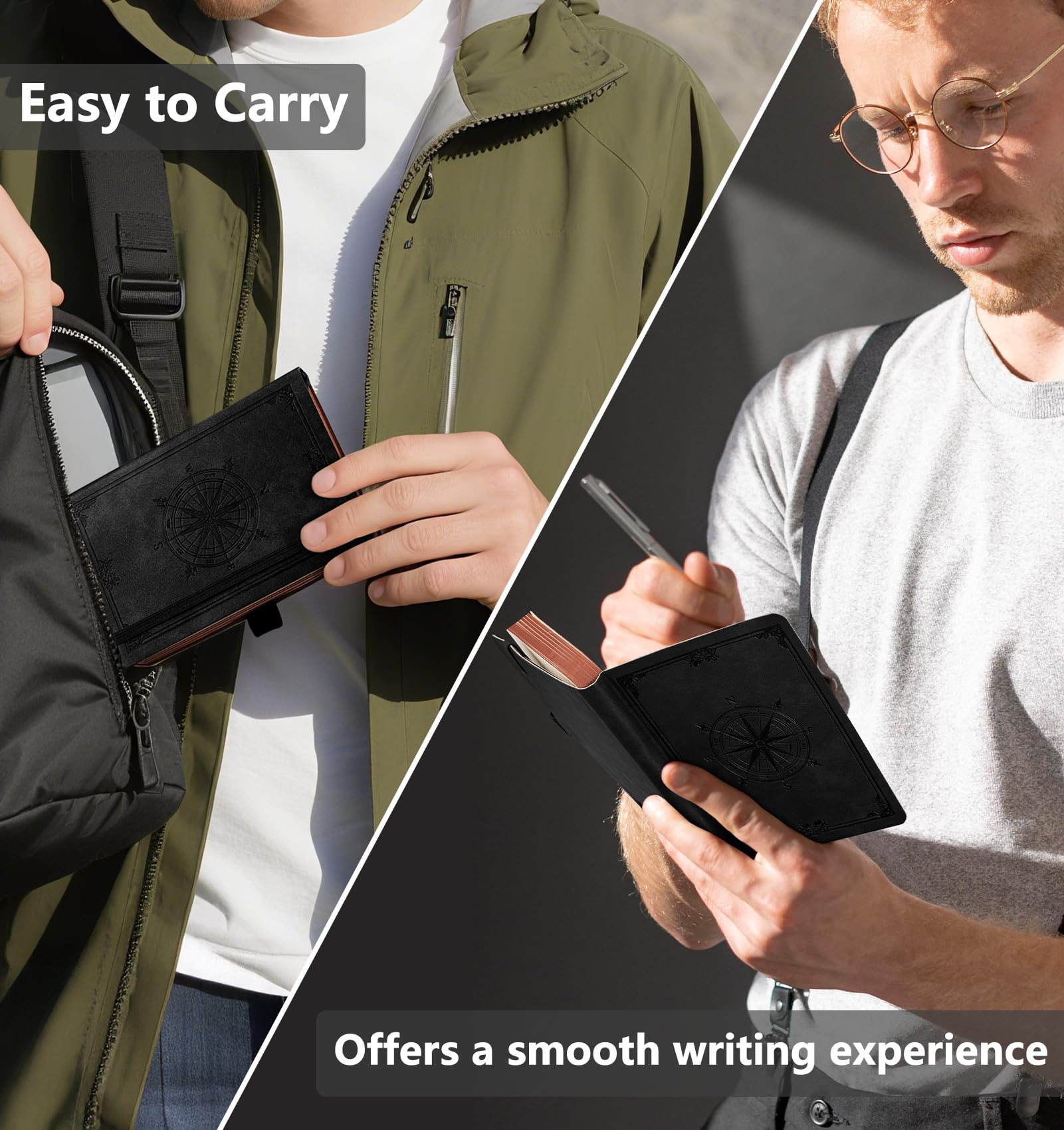 AHGXG B6 Notebook Journal Lined, softcover Note Book Leather Journals for Women, 256 Pages for Writing, 100gsm Lined Paper, for Men Work Office School,Black