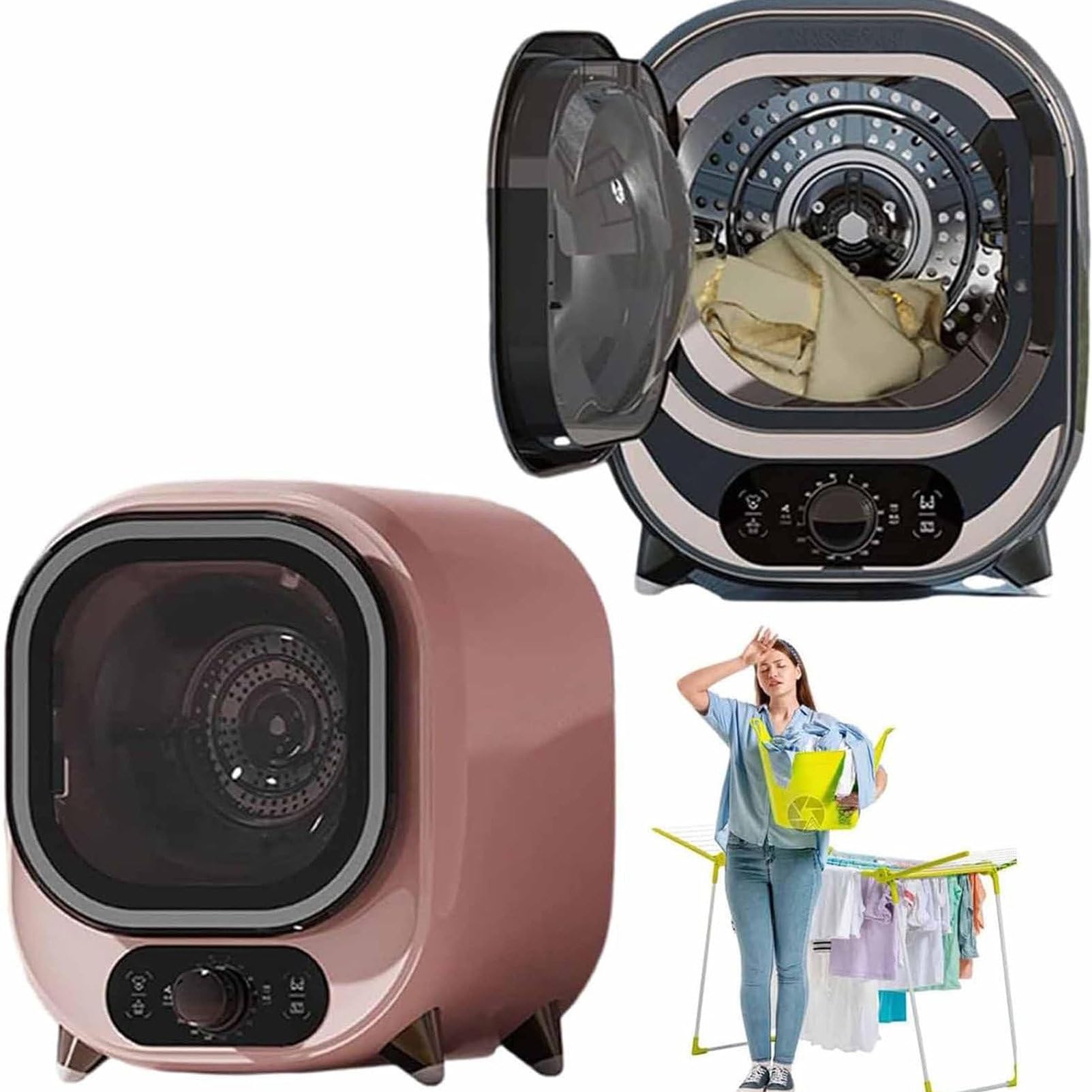 Mini Centrifugadora, Capacidad De Carga De 0,8 Kg, Secadora PequeñA, Secadora De Condensador PortáTil, Secadora Ventilada De 5 Kg De Capacidad, para Ropa PequeñA,A-220V