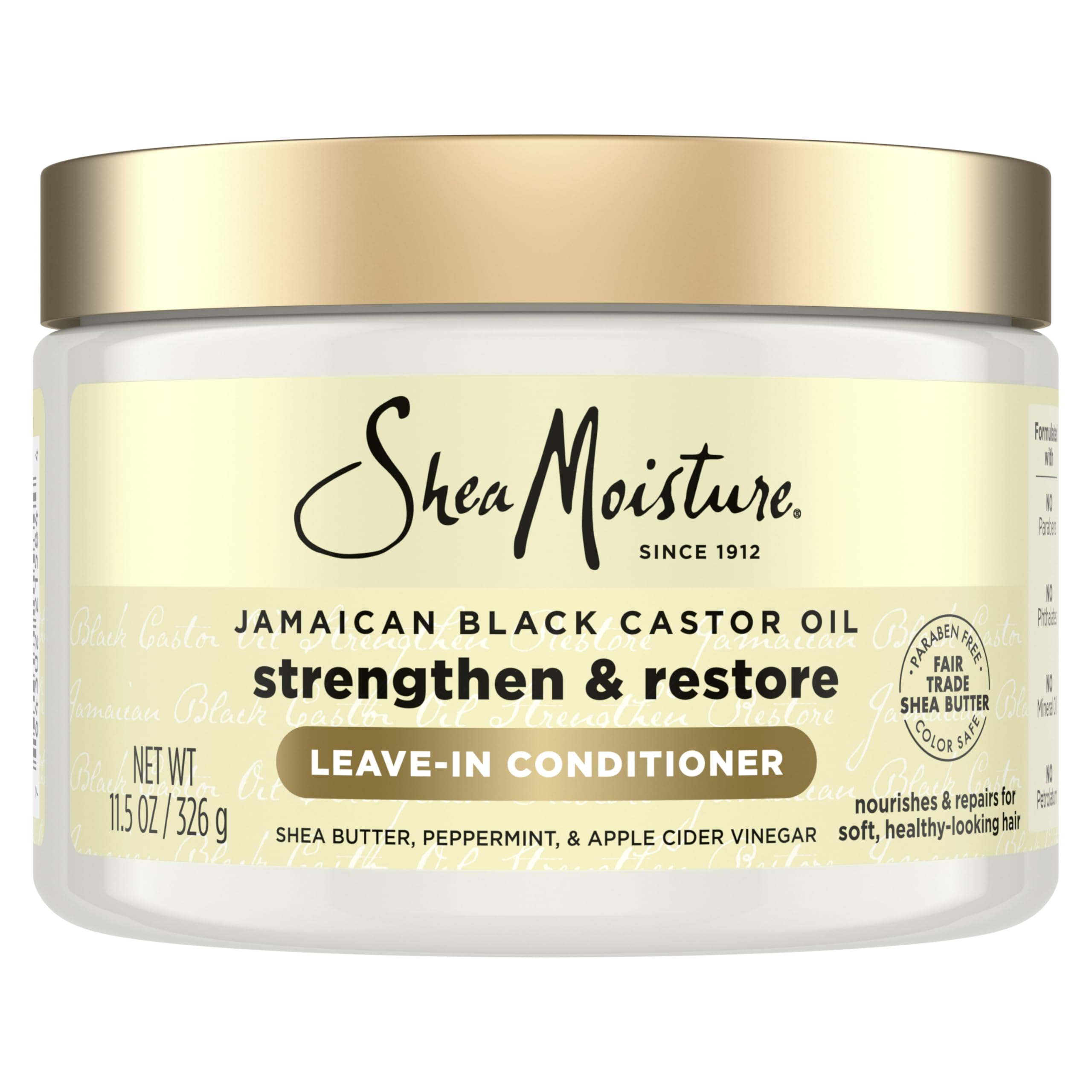 SHEA MOISTURE Jamaican Black Castor Oil Leave In Conditioner For Damaged Hair 100% Pure Jamaican Black Castor Oil To Soften And Detangle Hair 11.5oz