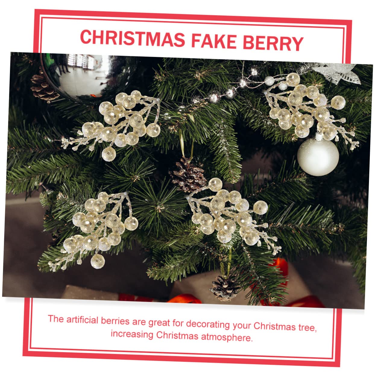 Abaodam 48 Piezas De Pulgadas para De Flores Hojas Altas De Acebo Ramo Decorativo Artificial Bayas con Purpurina Ramas De Navidad Jarrones De Cm/In Accesorios para Hacer