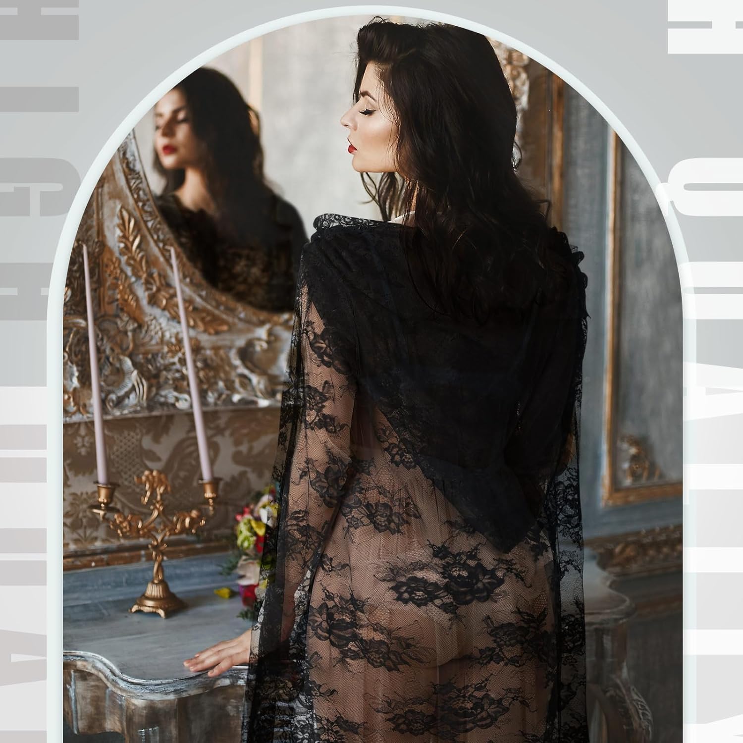 Lace Witch Cape for Women Black Vampire Cloak Gothic Costumes Lace Cape for Cosplay Vampire Women Costume Halloween - Image 6