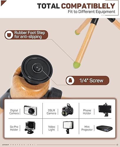 Miniatura 5 de IFOOTAGE Timberpod - Mini trípode, trípode para cámara pequeña con tornillo de 14 pulgadas, trípode de mesa profesional para cámara DSLR, teléfono