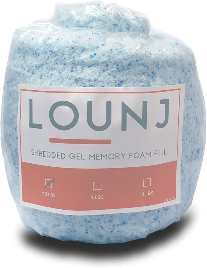 Lounj Shredded Memory Foam Fill for Cushions, Crafts, Bean