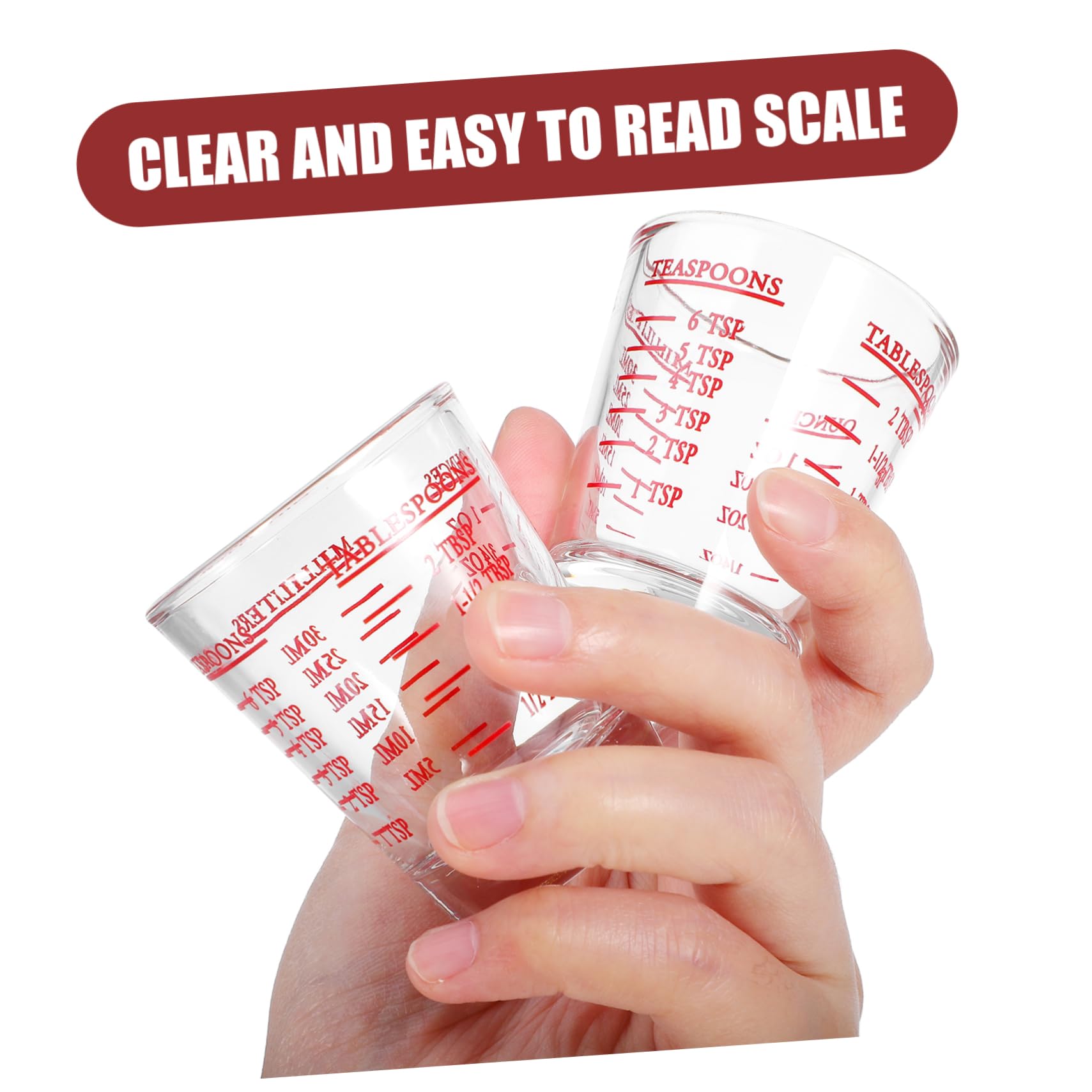 SOLUSTRE 8 Pcs Tasses à Mesurer en Verre Transparent 30ml Repères Clairs et Bases Épaissies Cuisine et Pâtisserie